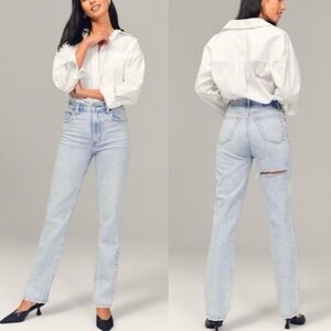 Abercrombie & Fitch Women's Light Blue Straight Leg Jeans